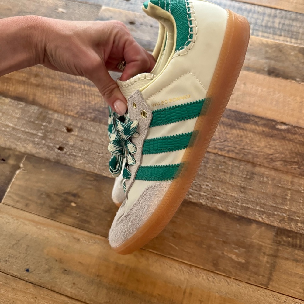 ADIDAS x Wales Bonner Samba Shoes - Green and beige  size 7 - Picture 6 of 10